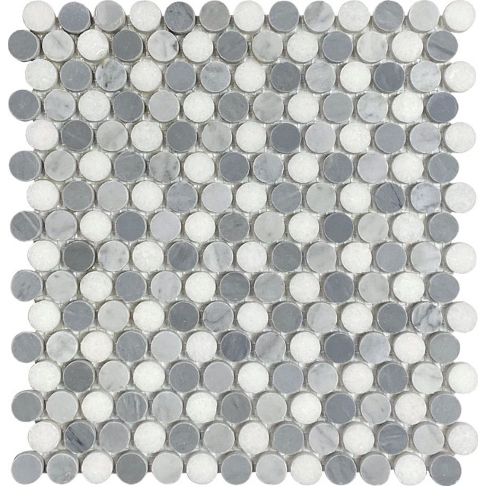 Belluno Designs LYRA-1001 Lyra 0.8" x 0.8" Bianco Carrara Penny Round Polished Mosaic Wall & Floor Tile